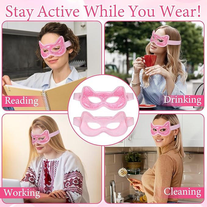 Qianyu Cooling Eye Mask Gel Bead Eye Packs Hot Cold Compress Reusable Face Mask for Dry Puffy Eyes Puffiness Dark Circles Headaches Sleeping Stress Relief Skin Care Men Women