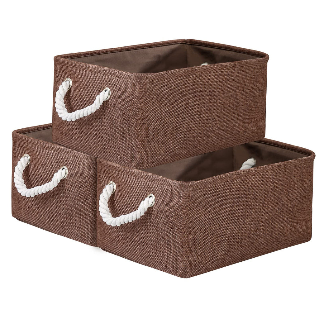 WarmHome Fabric Storage Bin Shelf Basket for Home, Closet(Brown-3 Pack, 13.8L9.8W6.7H)