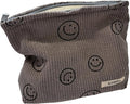 Gardsell Cosmetic Bags for Women - Corduroy Cosmetic Bag Aesthetic Women Handbags Purses Smile Dots Makeup Organizer Storage Makeup Bag Girls Case Bags (A-Gray)