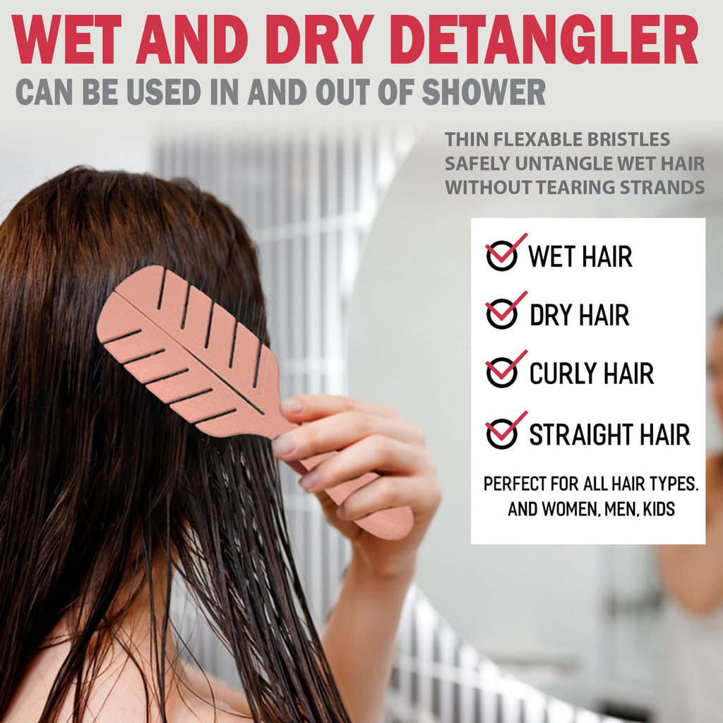 Fiora Naturals Detangler Brush for Wet and Dry Hair, Soft Detangling Brush