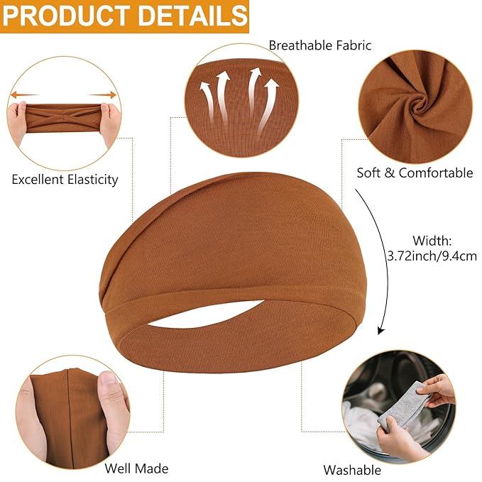 Headbands for Women Non Slip Stylish Womens Sweat Band Hair for Washing Face Elastic Headbands for Yoga Workout and Summer 6 Pack Stretchy Cloth Fabric Hair Bands