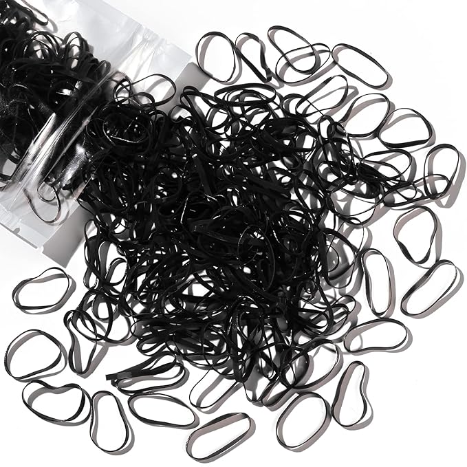 Teenitor Black Elastics Ties, 300pcs Rubber Bands Hair Soft Elastic Bands