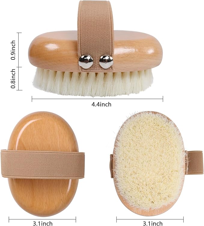 OWIIZI Dry Brushing Body Brush Wooden Body Scrubber Exfoliator