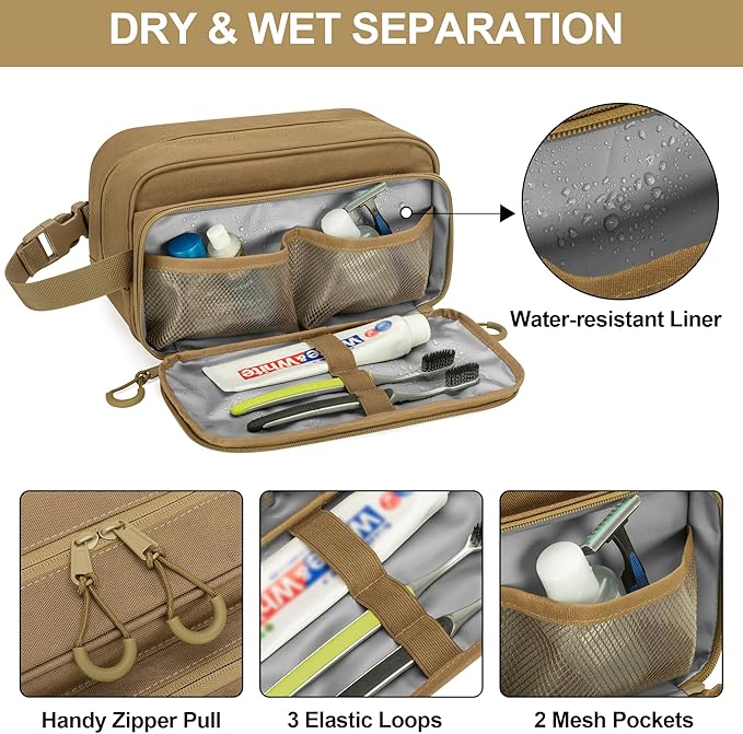 Prokva Tactical Toiletry Travel Bag for Men, Dopp Kit Shaving Organizer Bag