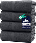 DAN RIVER Bath Towels Set of 4, 27 x 54 Inches, 100% Cotton, Larger & Lighter Weight, Quicker to Dry, Super Soft and Absorbent, Ideal Cotton Bath Towels for Daily Use, Dark Gray