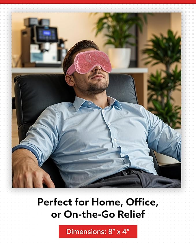 Alpi Plush Gel Beads Hot/Cold Eye Mask – Eye Masks for Dark Circles and Puffiness – Microwavable Plush Pack for Relaxation & Tension Comfort – Reusable Heated or Cooling Compress – Pink, 8”x4”