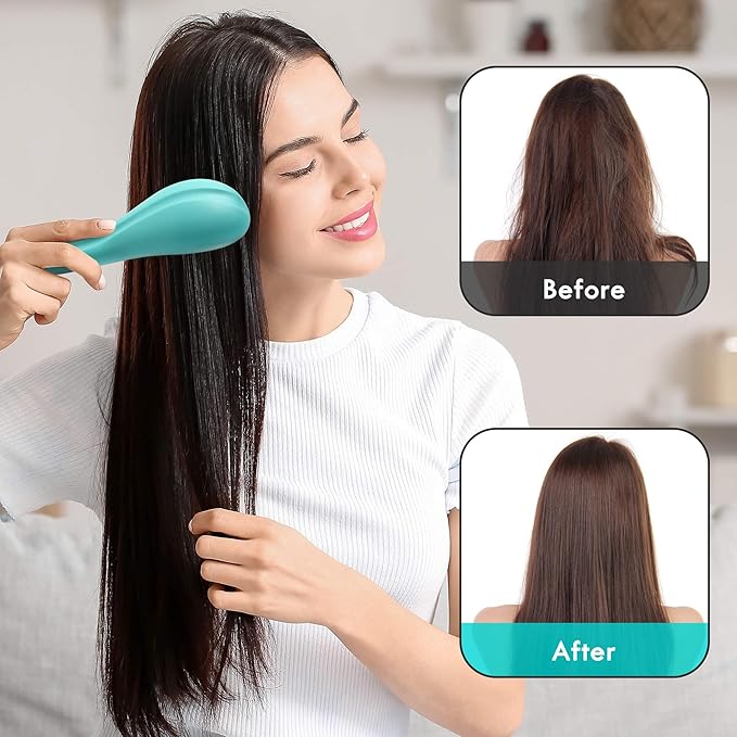 Aussumy Detangling Hair Brush Set - 2 Pack Detangler Hairbrush with Ultra Soft Bristle for Effortless Tangle Removal - For Dry Wet Damaged Curly Hair for Men Women Girls Boys Kids - Blue & Purple