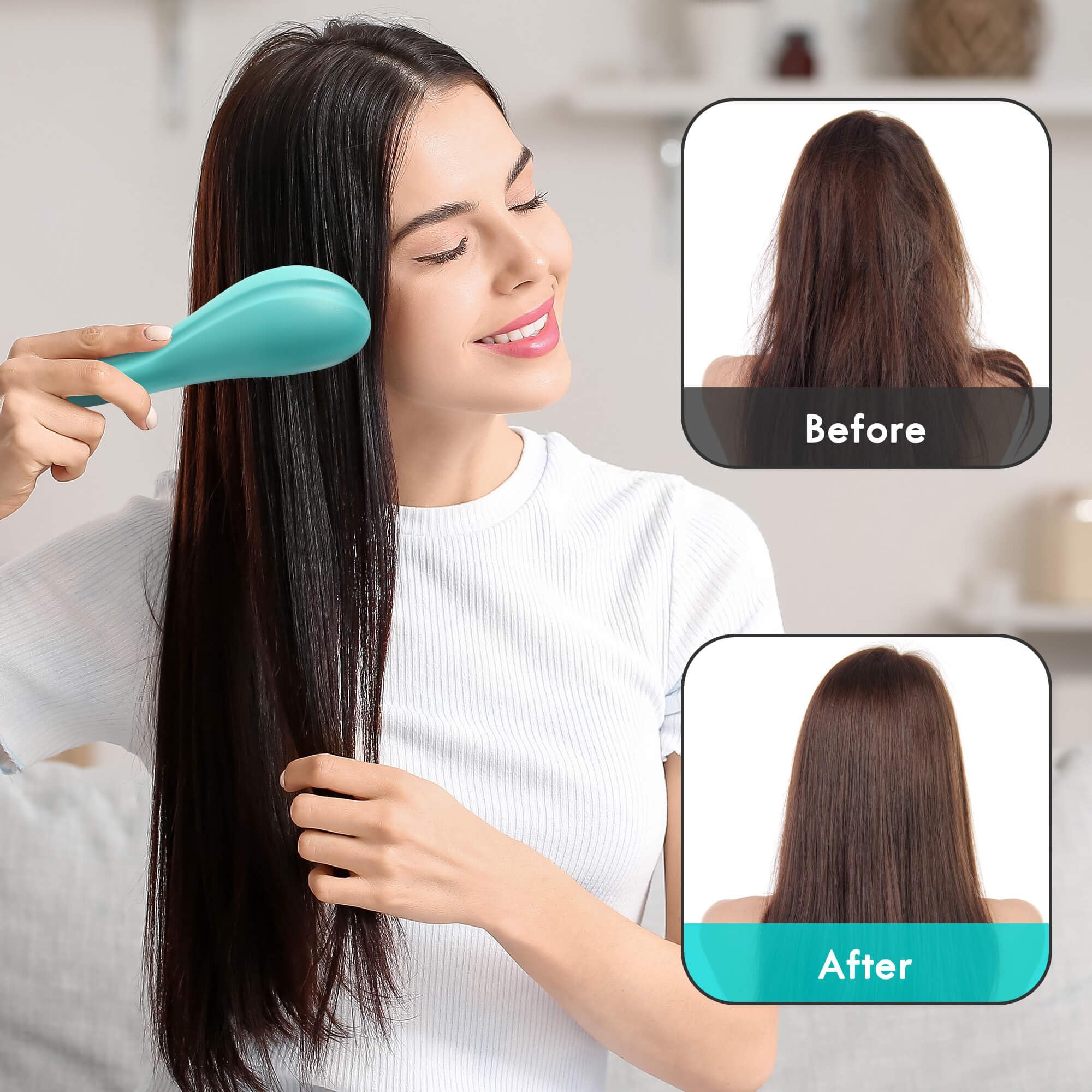 Aussumy Detangling Hair Brush Set - 2 Pack Detangler Hairbrush with Ultra Soft Bristle for Effortless Tangle Removal - For Dry Wet Damaged Curly Hair for Men Women Girls Boys Kids - Purple & Green