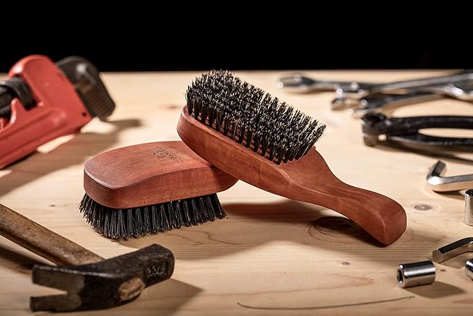 ZilberHaar Major Hair & Beard Brush, Stiff Boar Bristles, Natural Hardwood