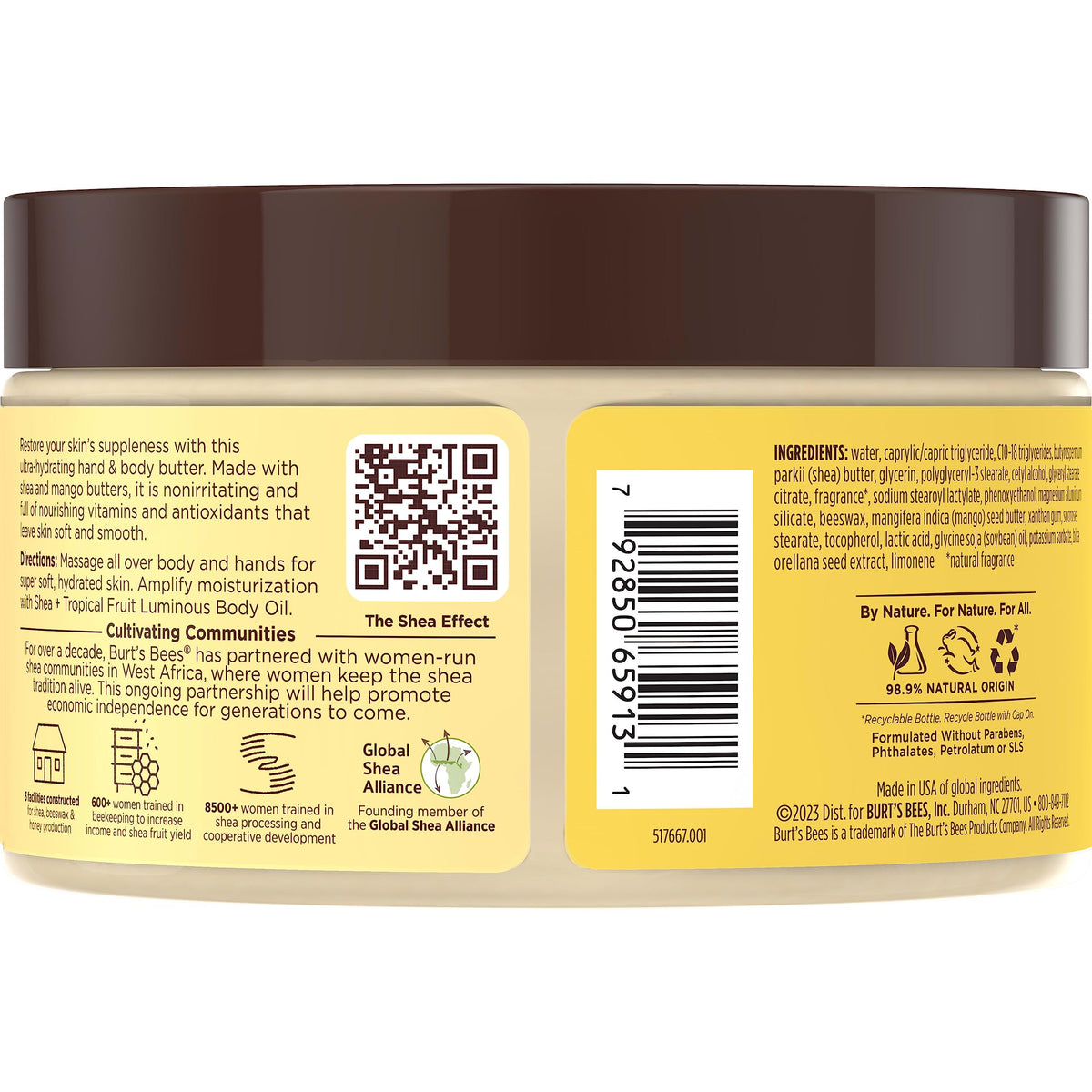 Burt's Bees Shea + Tropical Fruit Indulgent Hand and Body Butter, 11 oz.