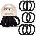 Kitsch Seamless Hair Ties No Damage - Stretchable Hair Bands for Strong All-Day Hold, Ponytail Holders | Hair Accessories for Girls - Black 8 Pcs