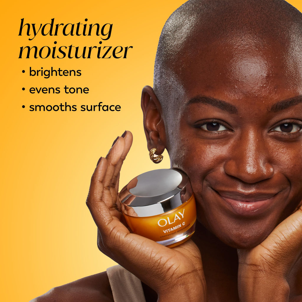 Olay Vitamin C Face Moisturizer, Brightening Cream for Women, Trial Size, Evens Tone, Dark Spot & Hyperpigmentation Reduction, Glowing Skin Care - Niaciniamide, Lactic Acid, 0.5 Oz