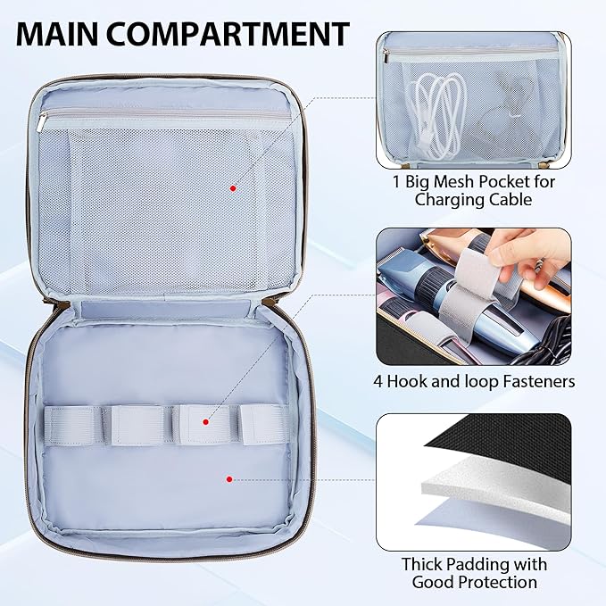 CURMIO Double Layer Hair Clipper Travel Case for Most Standard Hair Trimmer