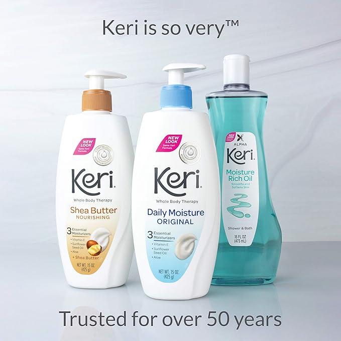 Keri Whole Body Therapy Original, Continuous Moisturization, 3 Essential Moisturizers (Vitamin E, Aloe and Sunflower Seed Oil), 20 Oz