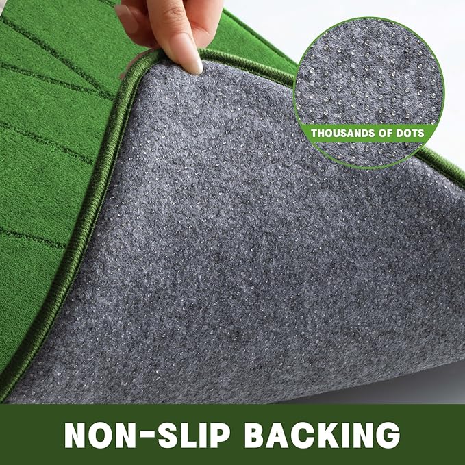 YIHOUSE Bathroom Rugs Set 2 Piece, Memory Foam Bath Mat Green