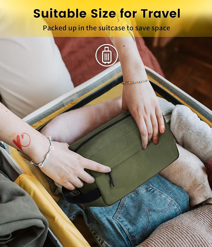 Vorspack Travel Toiletry Bag for Men - Hanging Toiletries Bag Water Resistant Travel Bag for Toiletries Accessories - Army Green