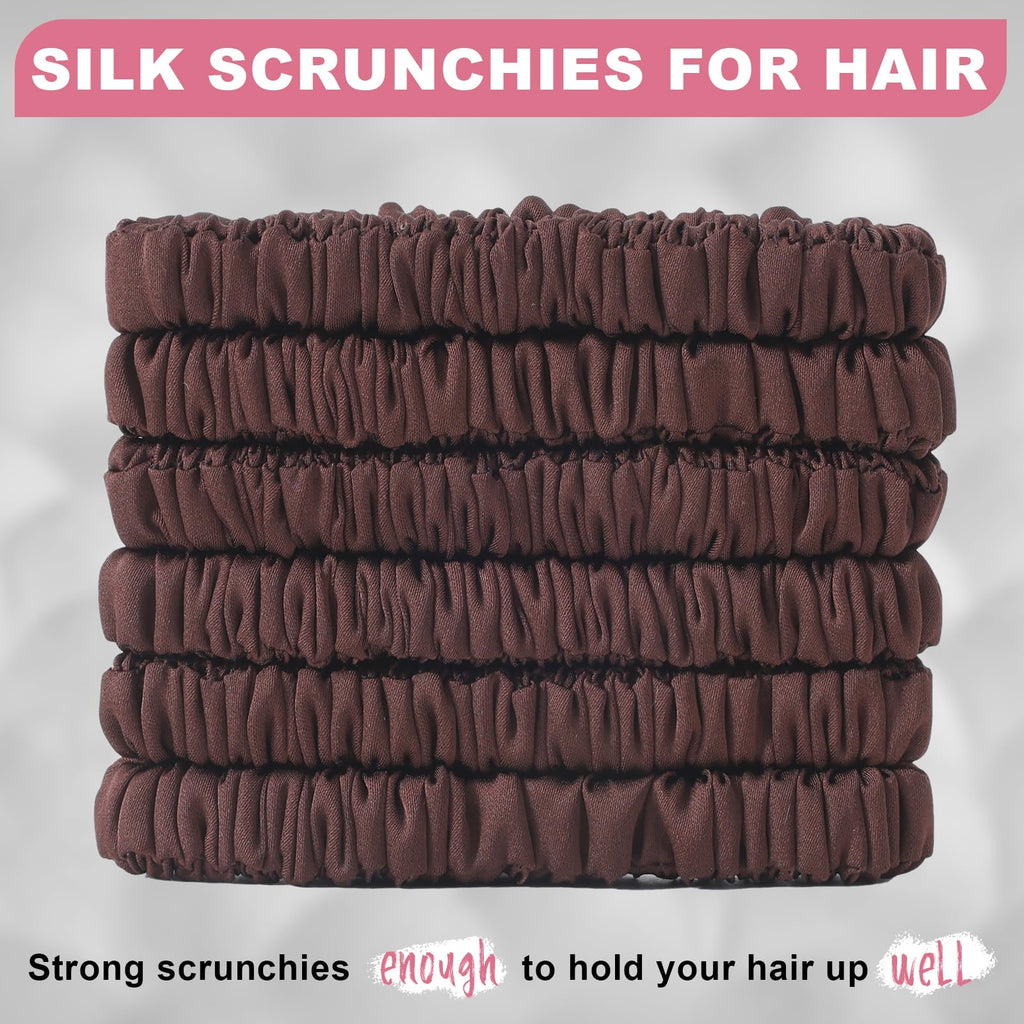6Pcs Silk Hair Ties 100% Pure Mulberry Silk Scrunchies for Women Girls