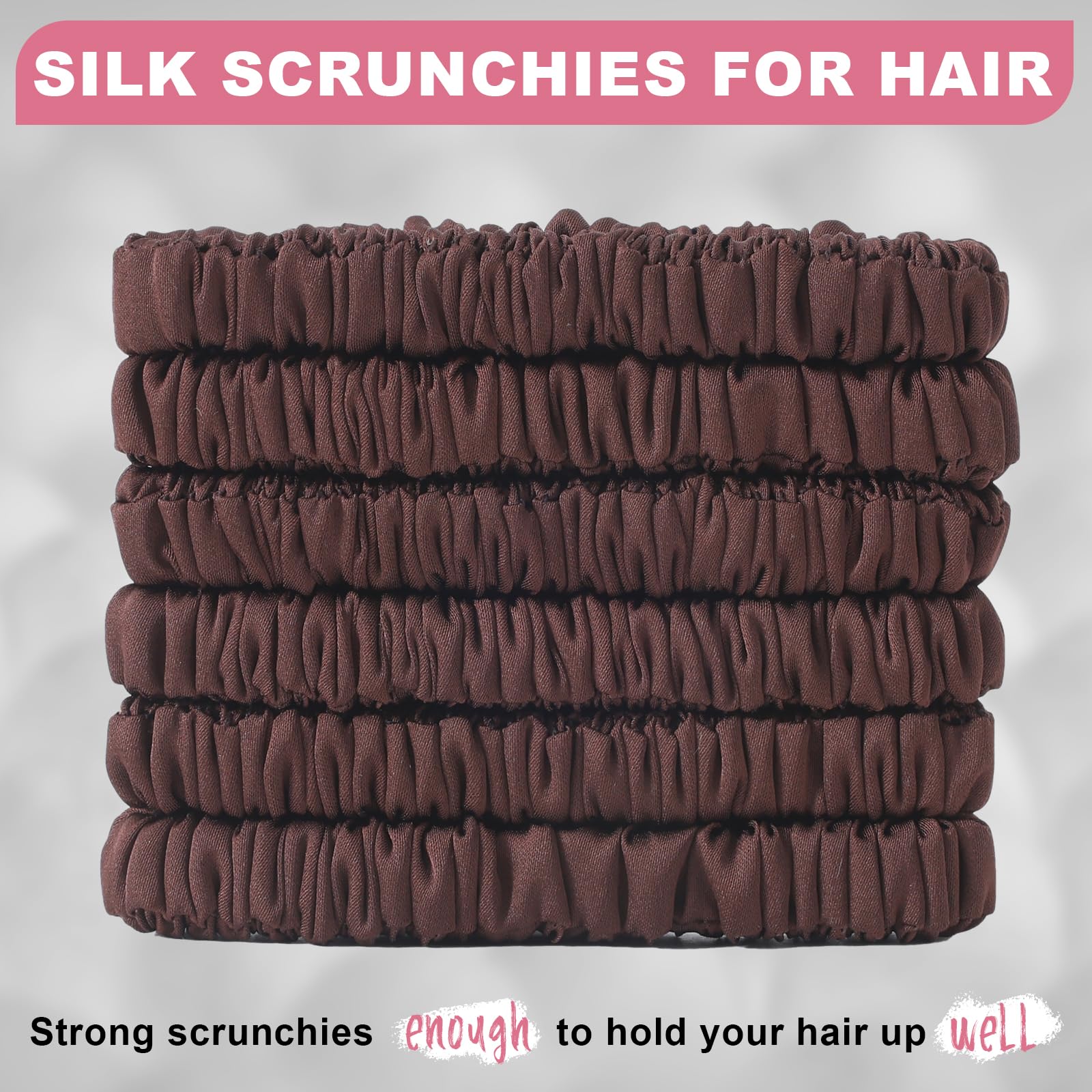 6Pcs Silk Hair Ties 100% Pure Mulberry Silk Scrunchies for Women Girls