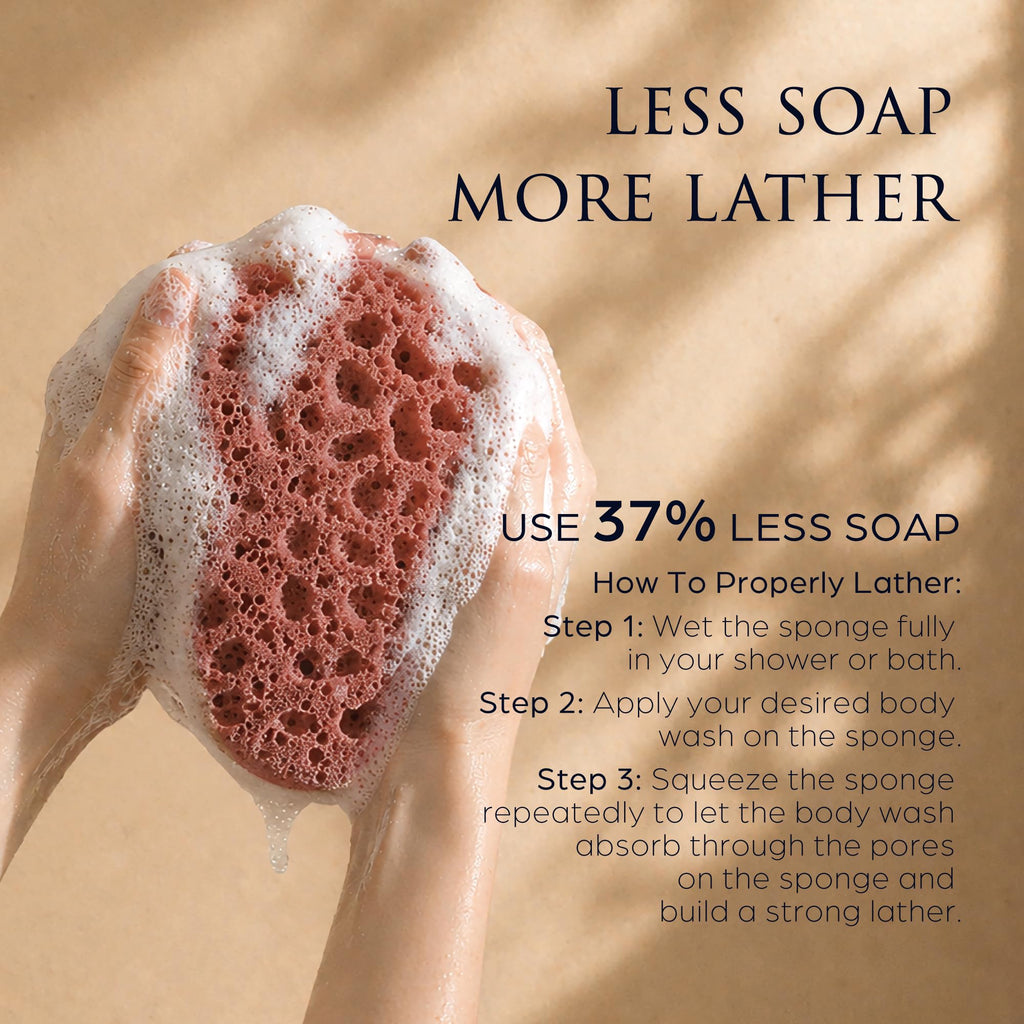 Spongentle Loofah Sponge for Shower and Bathing, Bath Sponge with Dual Texture, Shower Pouf for Gentle and Deep Exfoliation, Large Size Body Scrubber for Men & Women, PU Foam, 37% More Lather, 2 Pack