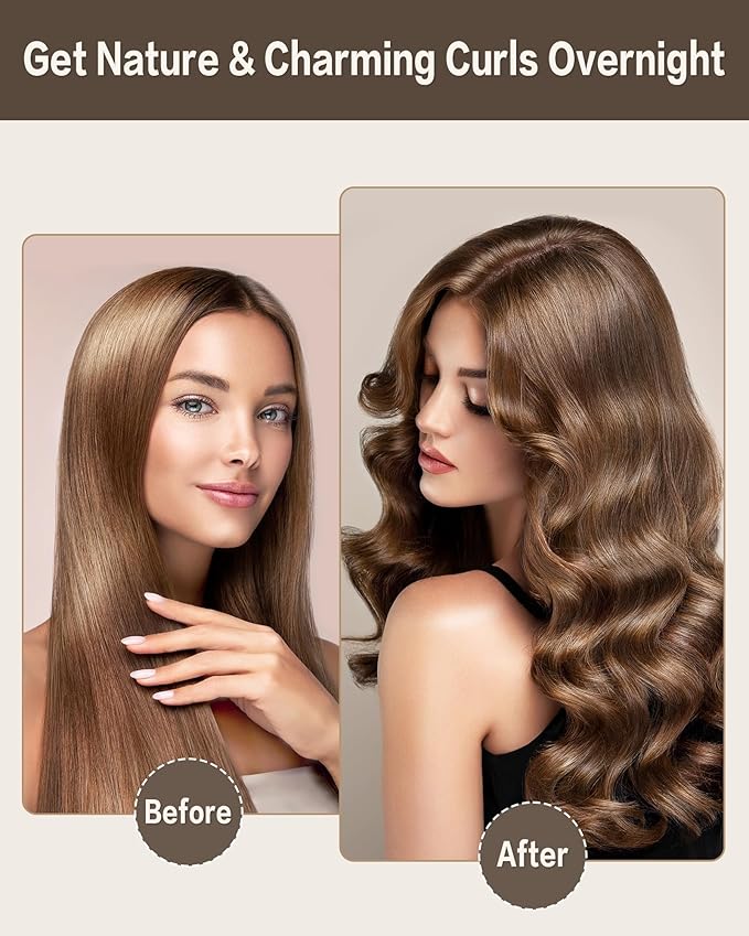 Seritant Heatless Curls Overnight with Satin Head Scarf, Velvet Hair Rollers for Blowout Look, No Heat Curling Rod for Long Thick Hair, Soft Sleep In Flexi Rods