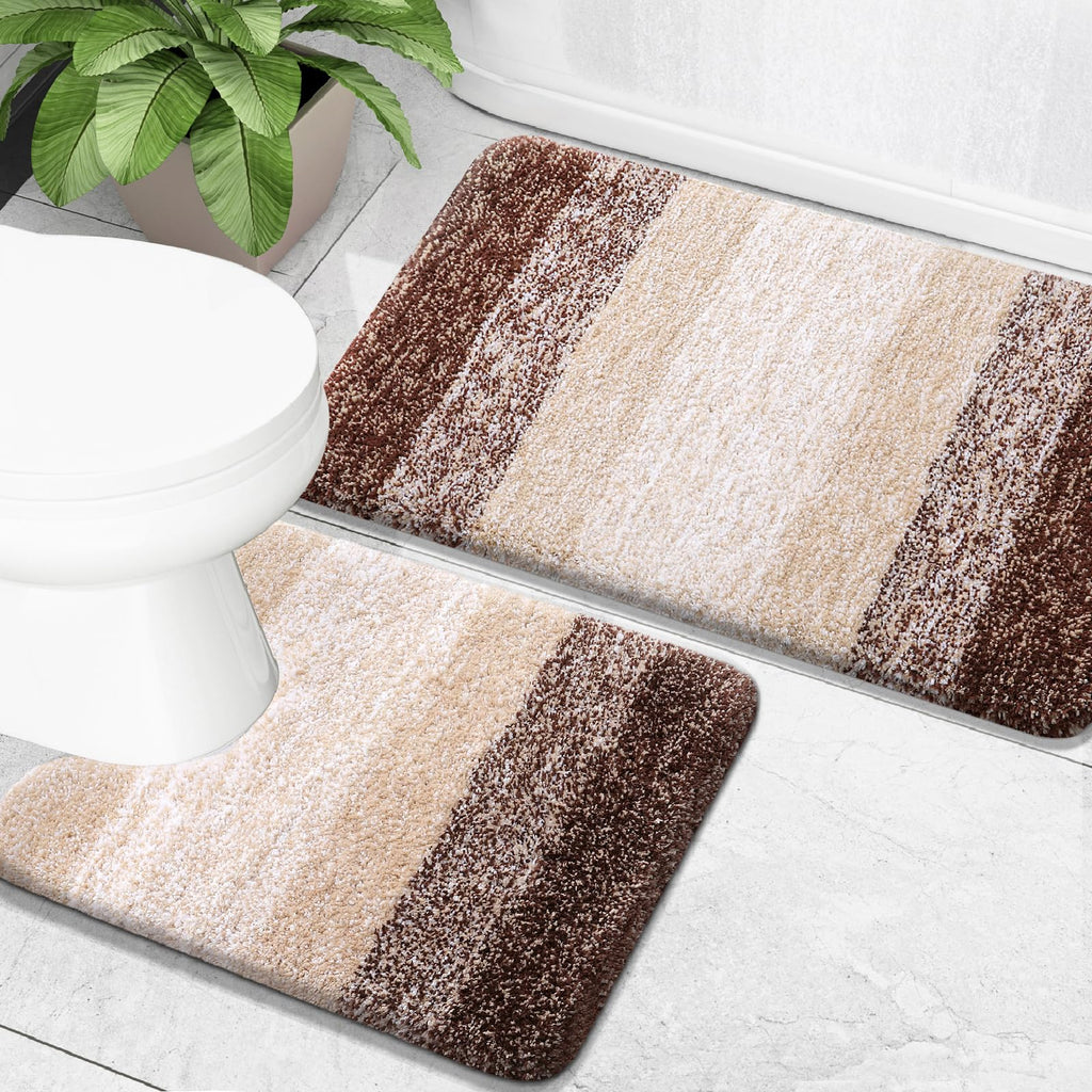 OLANLY Micorfiber Bathroom Rug Set 2 Piece, 30"x20"+U-Shaped 24"x20"
