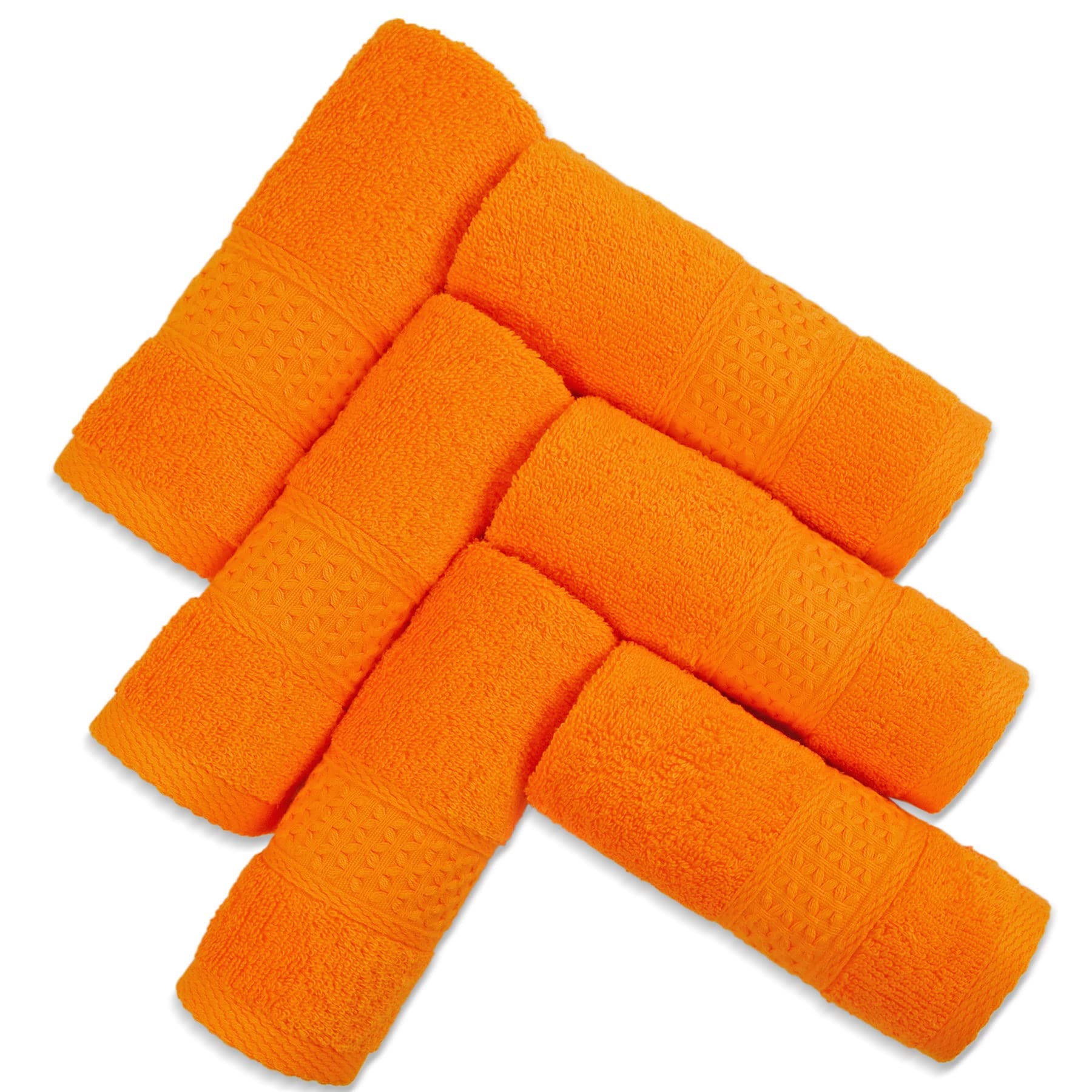 Cleanbear Washcloths Orange Face Cloths Set of 6 - Cotton 13” x 13”