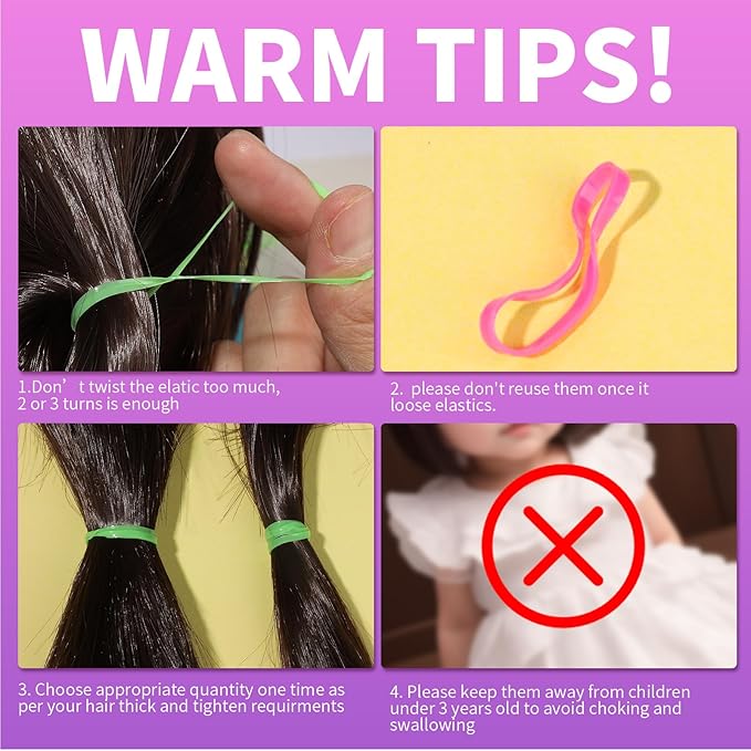 Teenitor Elastic Ties Hair Bands, Small Hair Elastics, 2000pcs Multi Color Hair Ties, Hair Holder Elastic for Girls Rubber Bands, 11 Colors