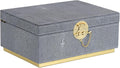 HofferRuffer Elegant Faux Leather Decorative Box, Storage Jewelry Box Organizer, Large Dresser Cosmetic Organizer Holder, Classic Jewelry Accessory Organizer, 11x8x4.8 inches (Grey)