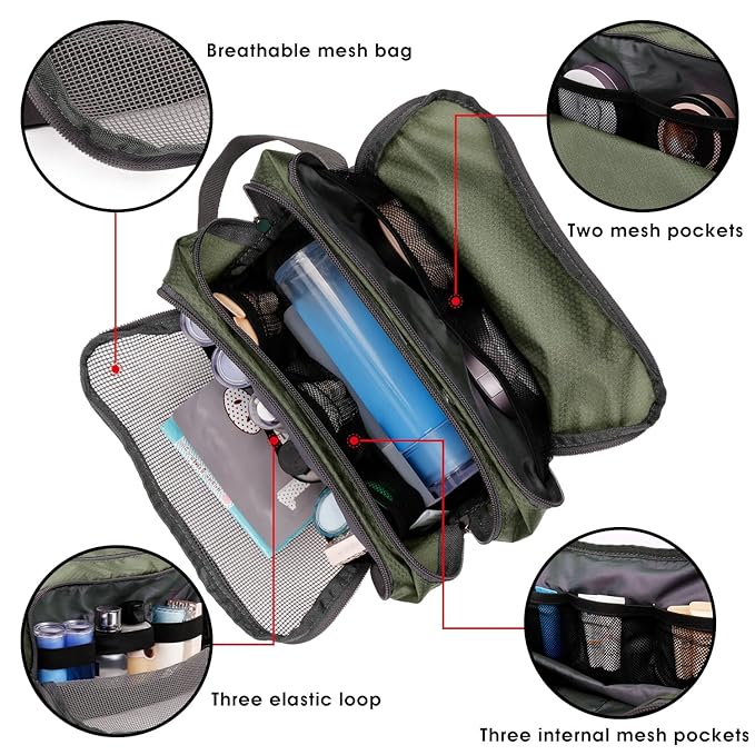 WANDF Travel Toiletry Bag for Men, Small Dopp Kit for Toiletries