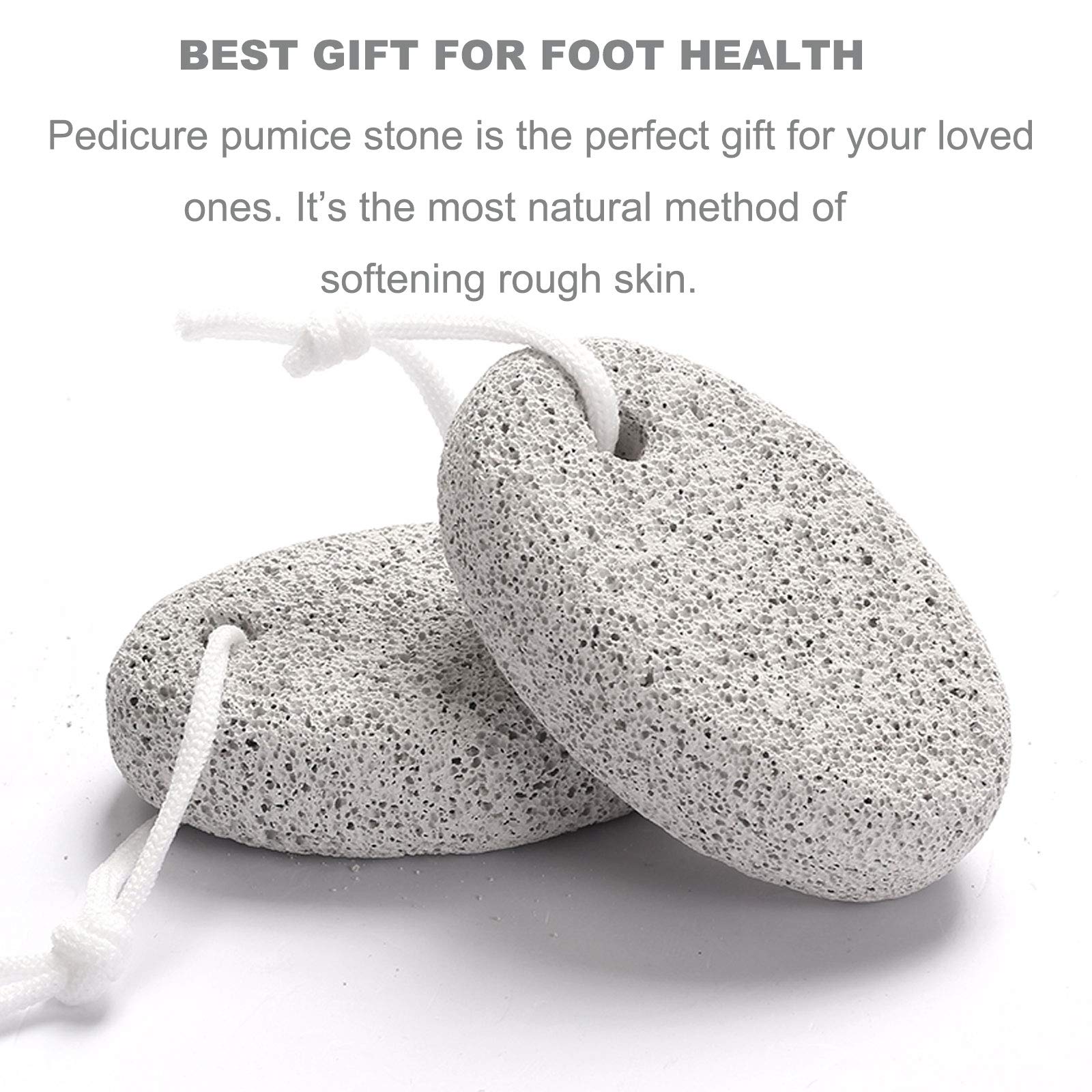 Natural Foot Pumice Stone for Feet, Borogo 2-Pack Lava Pedicure Tools Hard Skin Callus Remover for Feet and Hands - White