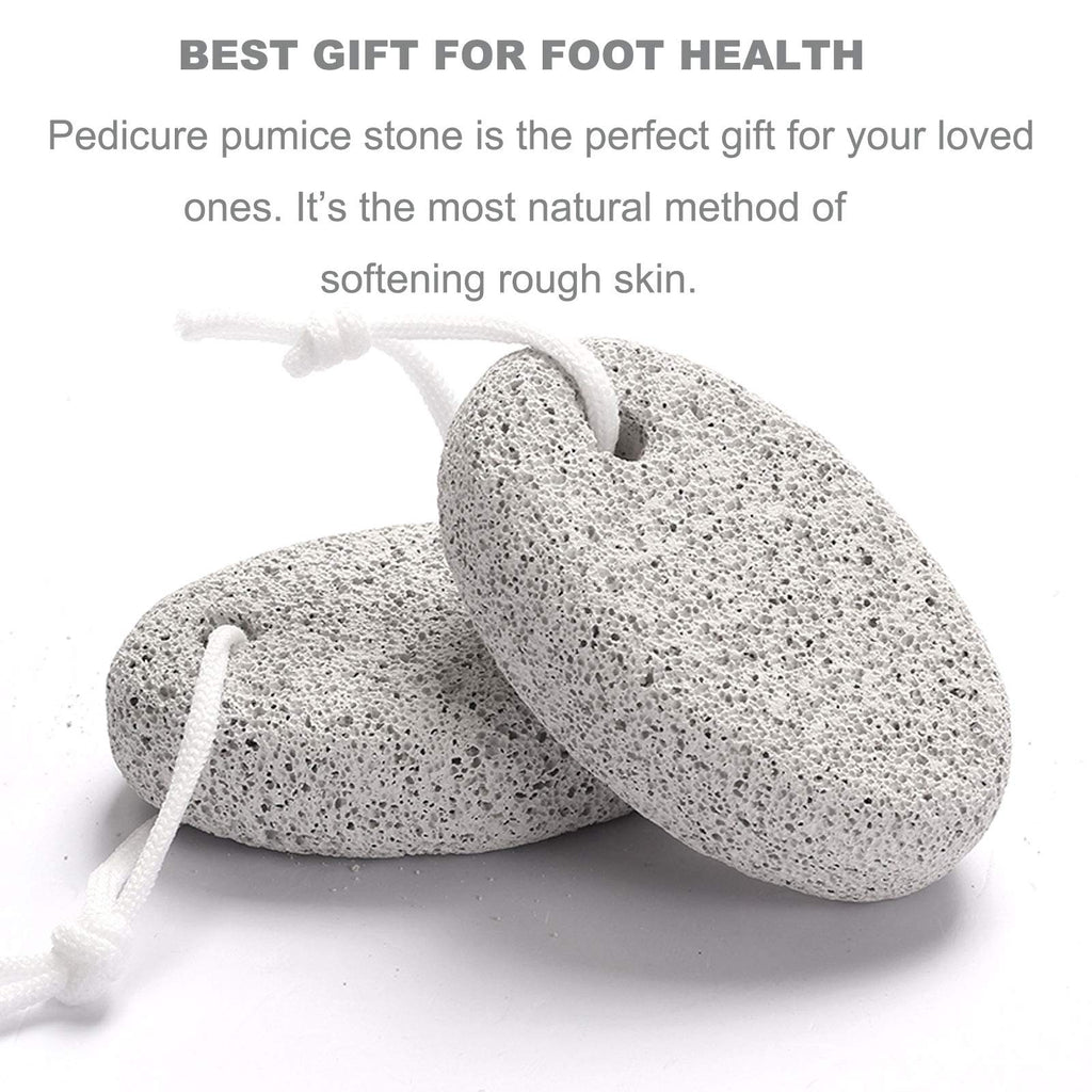 Natural Foot Pumice Stone for Feet, Borogo 2-Pack Lava Pedicure Tools Hard Skin Callus Remover for Feet and Hands - White