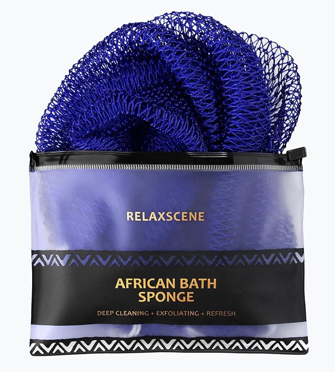 African Net Sponge Authentic - Exfoliating Back Scrub Bath Sponge with Knots - Afro Scrub Body Scrubber Exfoliator Washcloth - African Body Care Daily Use Shower Essentials