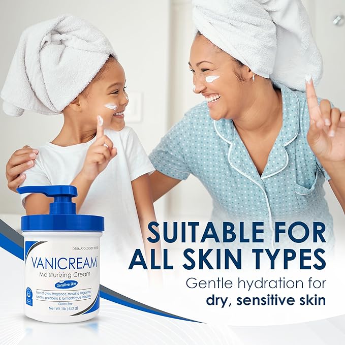 Vanicream Moisturizing Cream with Pump Dispenser, 16 Oz, Formulated without Common Irritants for Sensitive Skin, Body & Face Moisturizer, Restores Moisture & Soothes Irritated, Itchy Areas