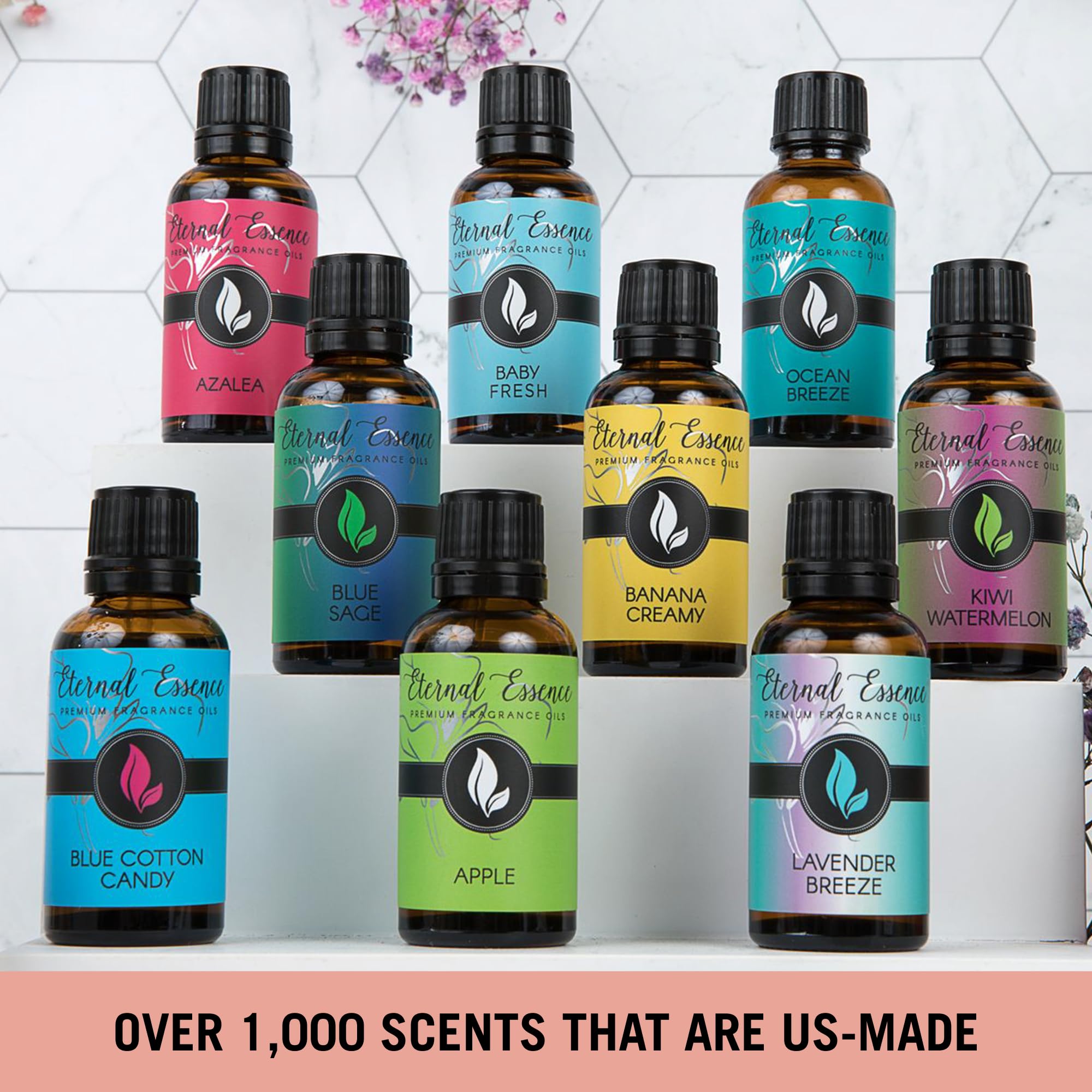 Eternal Essence Oils Spring Fling Set of 6 Premium Fragrance Oils - Includes Sweet Grass, Lilac & Lilies, Lavender Breeze, Sweet Pea, Honeysuckle and Enchanted Orchid Scented Oils - 10ML