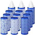 Fourluoo 12 Pack Car Tissue Cylinder Holder Bulk with 3 Ply Facial Tissues, Round Napkin Holders for Car Cup Holder Cylinder Travel Paper Tubes Bulk Round Napkin Boxes Packs(Novel Style)
