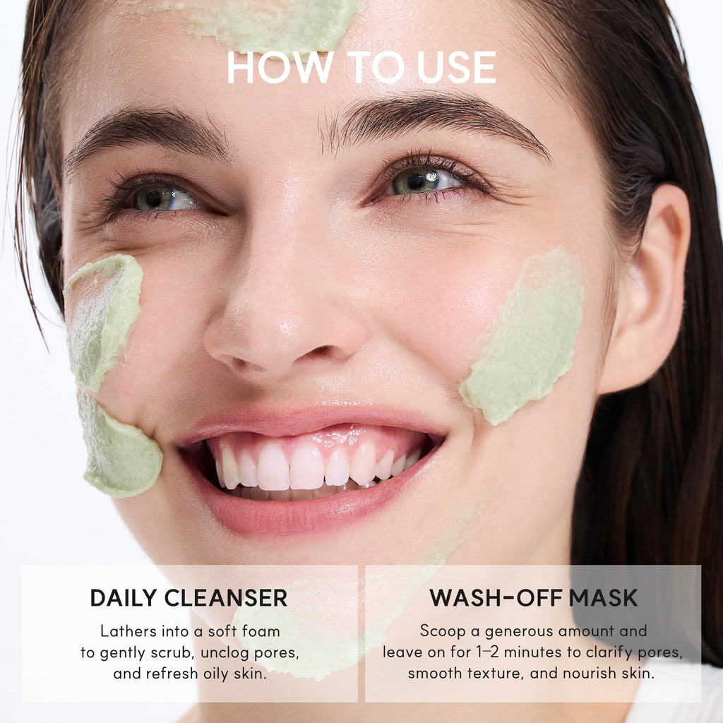 Arencia Korean Rice Mochi Face Cleanser - Face Wash, Gentle Scrub All in One for Deep Cleansing, Moisturizing, Pore Minimizing with Rice Water & Green Tea (4.23oz)