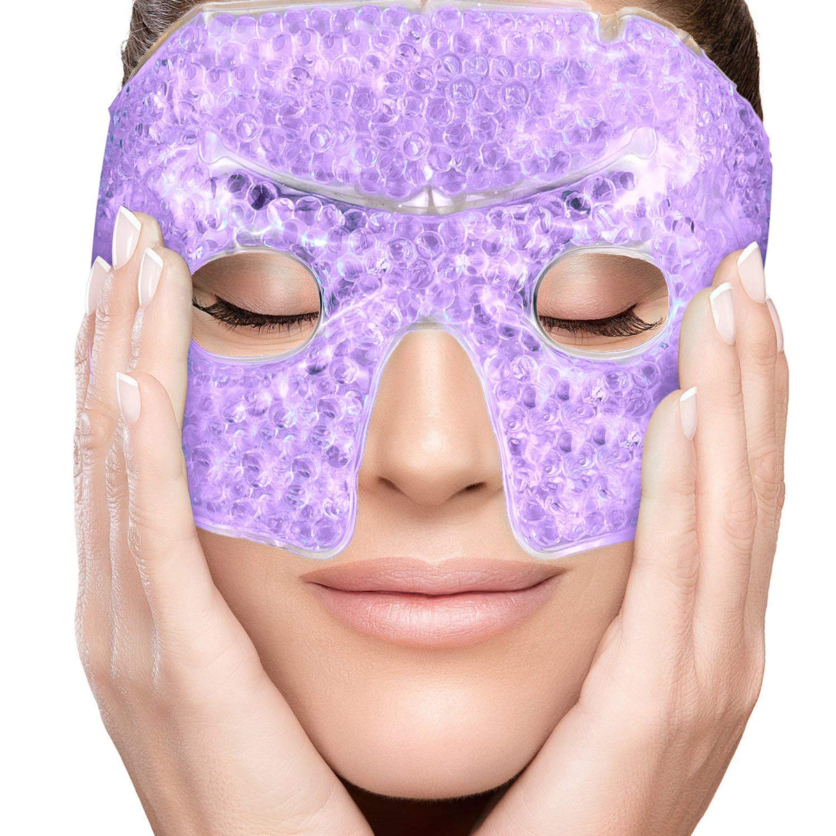 Perfecore Cooling Gel Eye Mask Cold Compress for Puffy Eyes, Dark Circles, Headaches, Purple