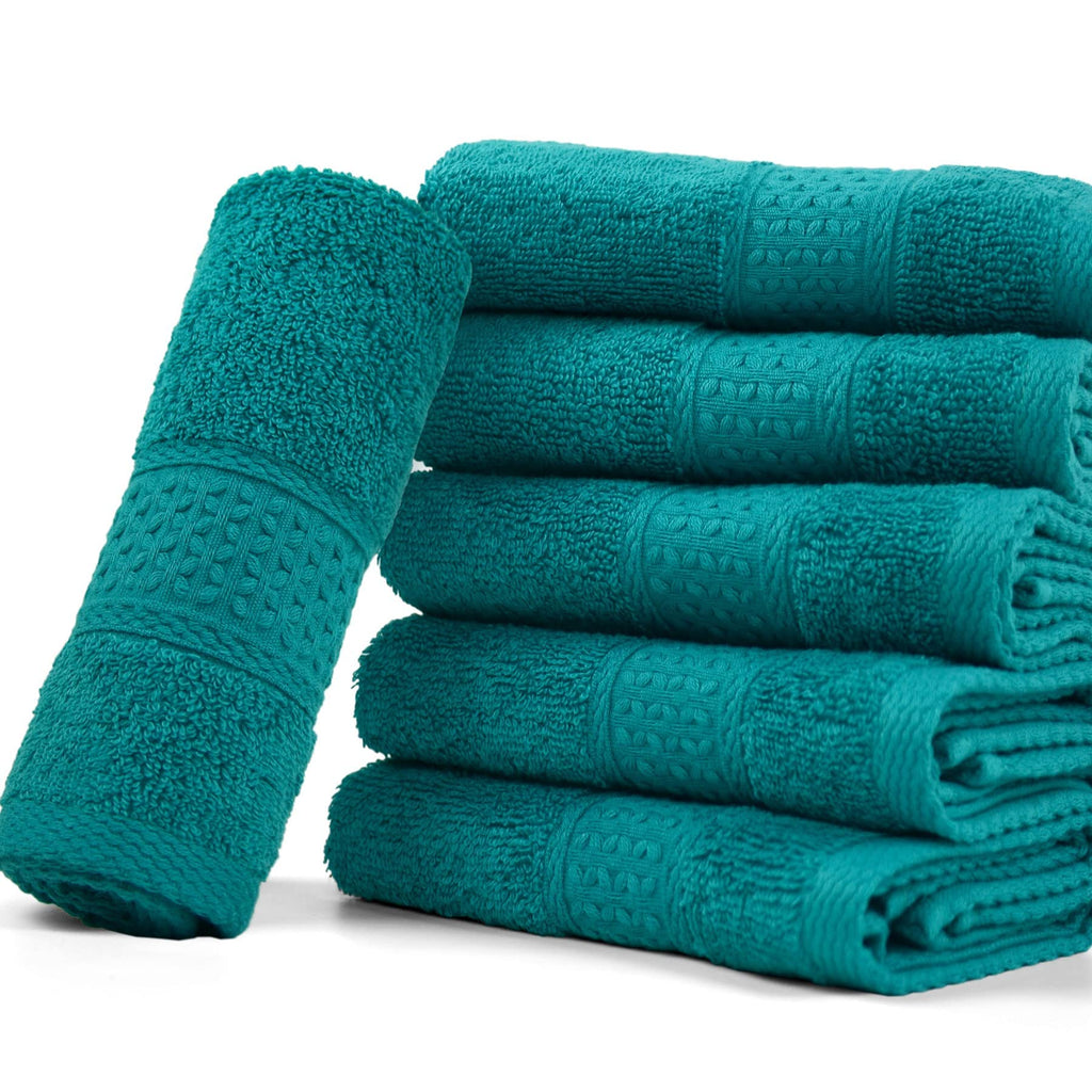 Cleanbear Wash Cloths Turquoise Washcloths for Body - Cotton, 13” x 13”