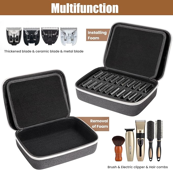 Noverlife Hair Clipper Guard Blades Holder Case, Barber Guard Storage Bag for 20 Metal Blades Hard Storage Travel Case