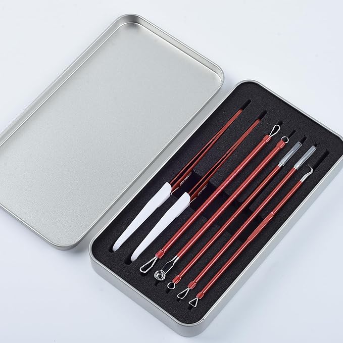 Shevelestar 7PCS Blackhead Remover Tools, Pimple Extractor, Rose Red