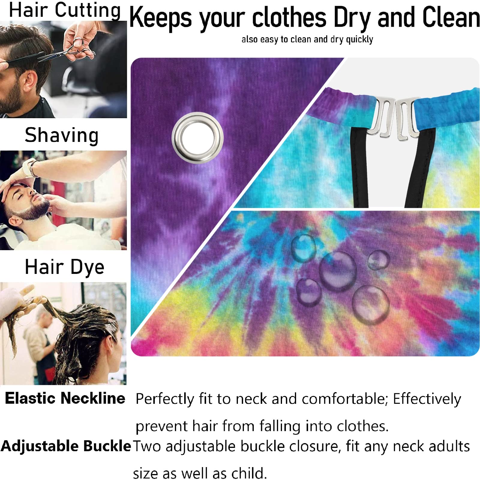 Visesunny Barber Cape With Tie Dye Swirl Design - Polyester Hair Cutting Salon Apron, Anti-Static, Water-Resistant Haircut and Shaving Cloth, Beard Shaving Bib, Hairdressing Cape
