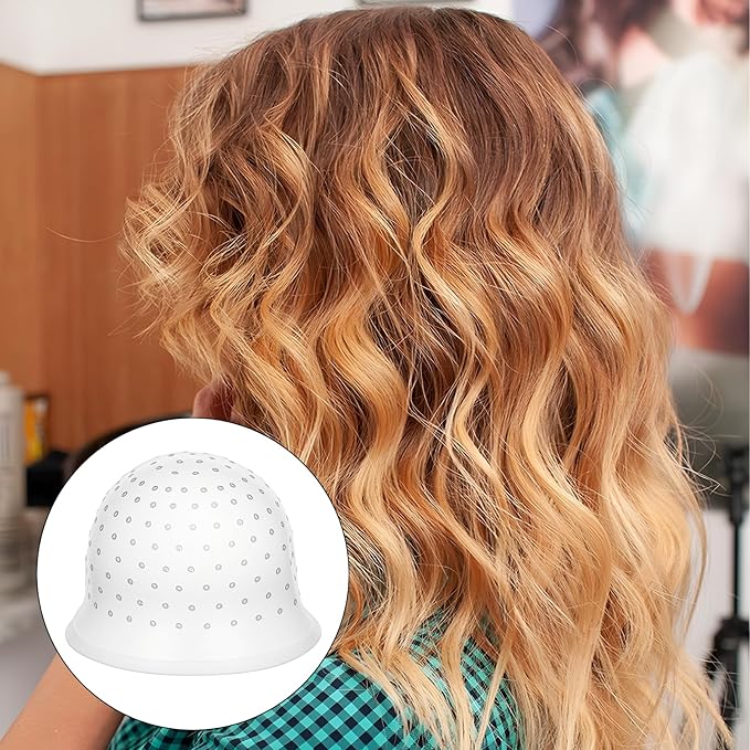 5PCS Highlighting Cap for Hair, Professional Silicone Hair Coloring Tools with Brushes Reusable Hairdressing Bleach Cap with Holes for Home Salon, Dye Accessories for Women Men