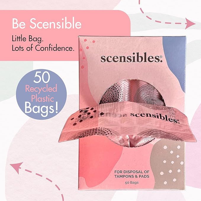 Personal Care Disposal Bags (50 Count) - For Tampons, Pads, Liners, Condoms & More - Discreet, Hygienic & Odor-Reducing Disposal Solution
