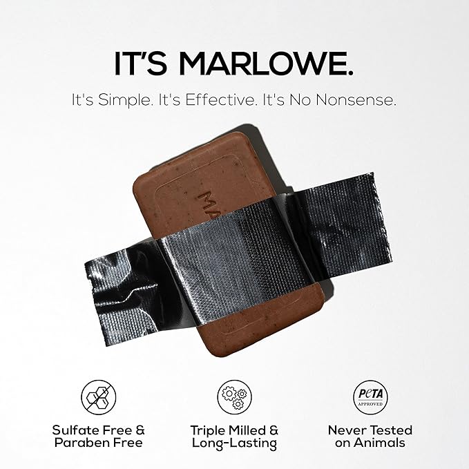 MARLOWE. Coffee Bar Soap, Exfoliating Body Scrub for Men, 7 oz (12 Bars)