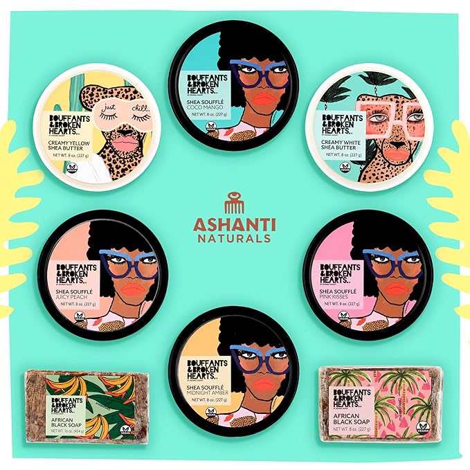 Ashanti Naturals Scented Whipped Shea Butter for Skin | Moisturizing African Raw Shea Butter, Almond Oil and Coconut (Midnight Amber Souffle, 8oz)