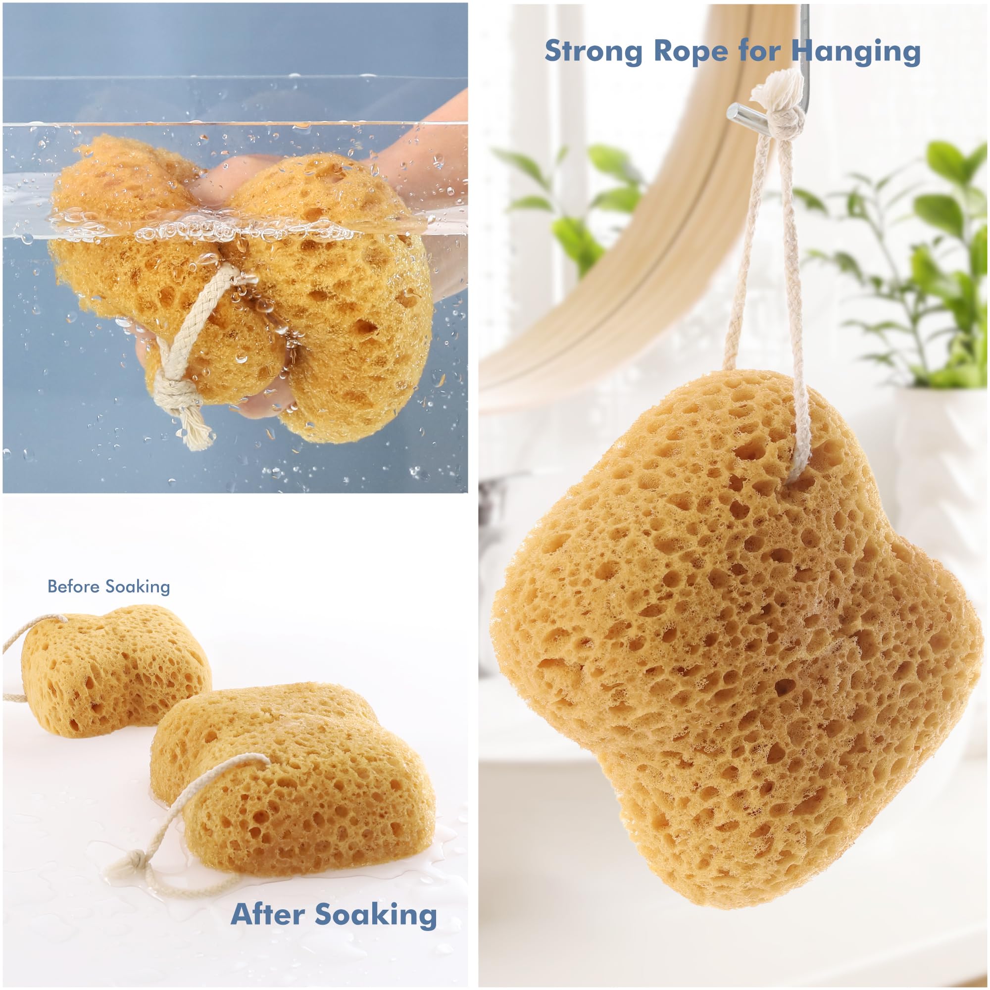 Azymi Shower Sponge for Women Men Body Wash & Exfoliation 4-Pack