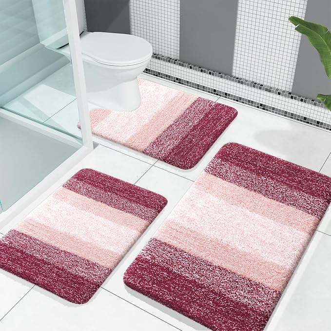OLANLY Microfiber Bathroom Rugs Sets 3 Piece, 30"x20"+24"x16"+24"x20"