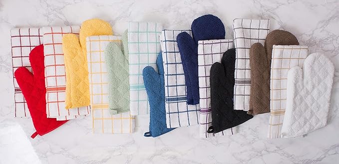 DII Basic Terry Collection Quilted 100% Cotton, Oval Potholder, Gray, 2 Piece