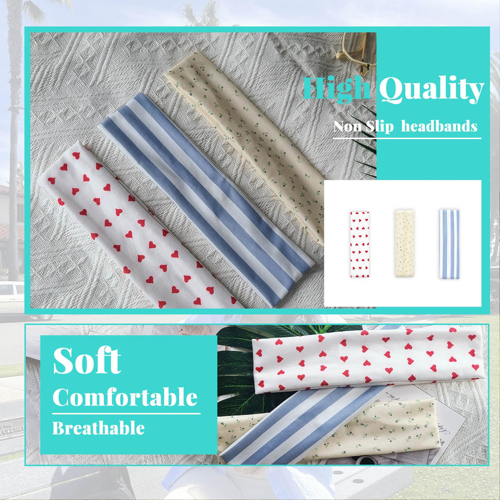 Aclovcy Headbands for Women Non Slip Head Bands for Women's Hair cute elastic womens headbands Soft Cotton Cloth Fashion floral headband for women for Daily Workout Sports Running Yoga