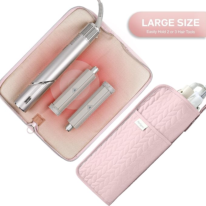 KarSyon Hot Tools Organizer Heat Resistant Mat Case Hair Tools Holder Travel Bag Portable Hair Styling Tools Cover Pouch for Curling Iron,Flat Iron,Hair Straightener (Pink)